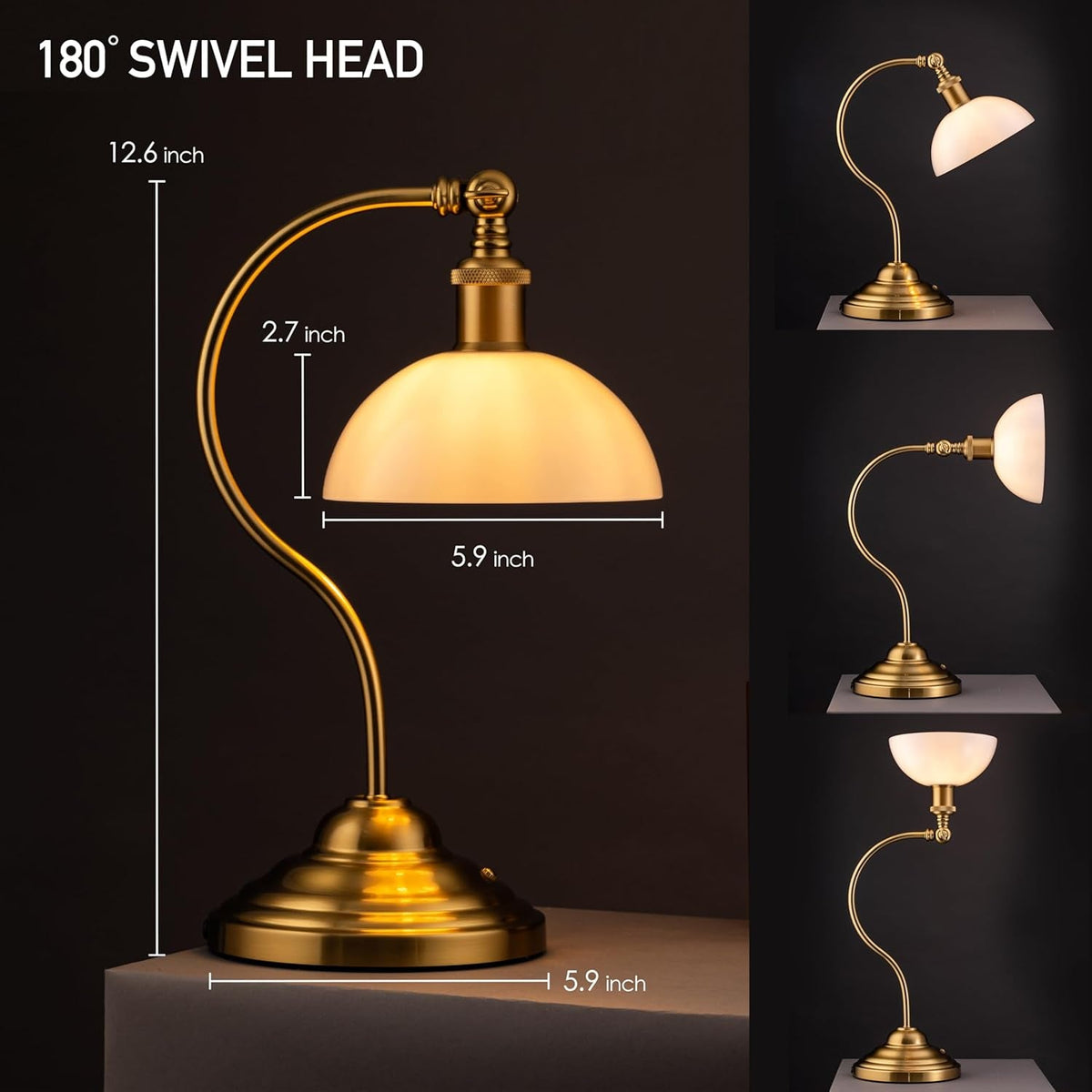Cordless LED Table Lamp Antique Brass Rechargeable
