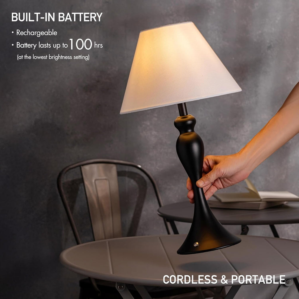 Cordless Table Lamp Rechargeable Touch Dimmable Black