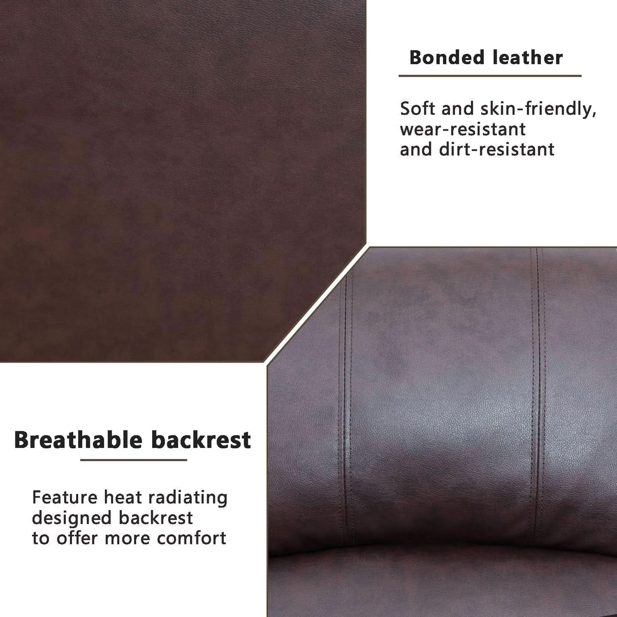 Luxurious Brown Leather 3-Piece Recliner Sofa Living Room Furniture Set