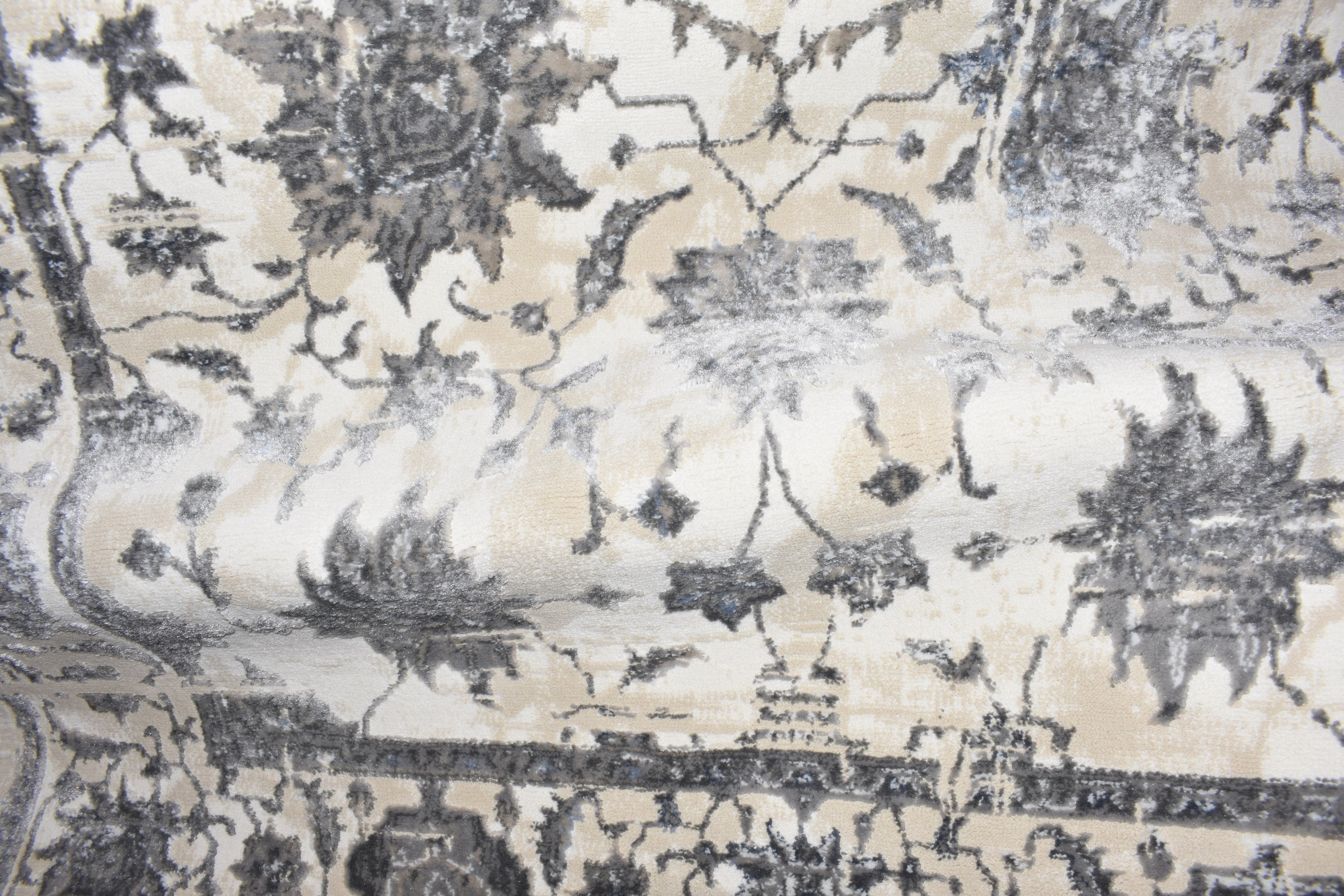 ROY's Home High&Low Area Rugs, Classic Pattern - Shiny Ivory,Grey,Beige Yarn