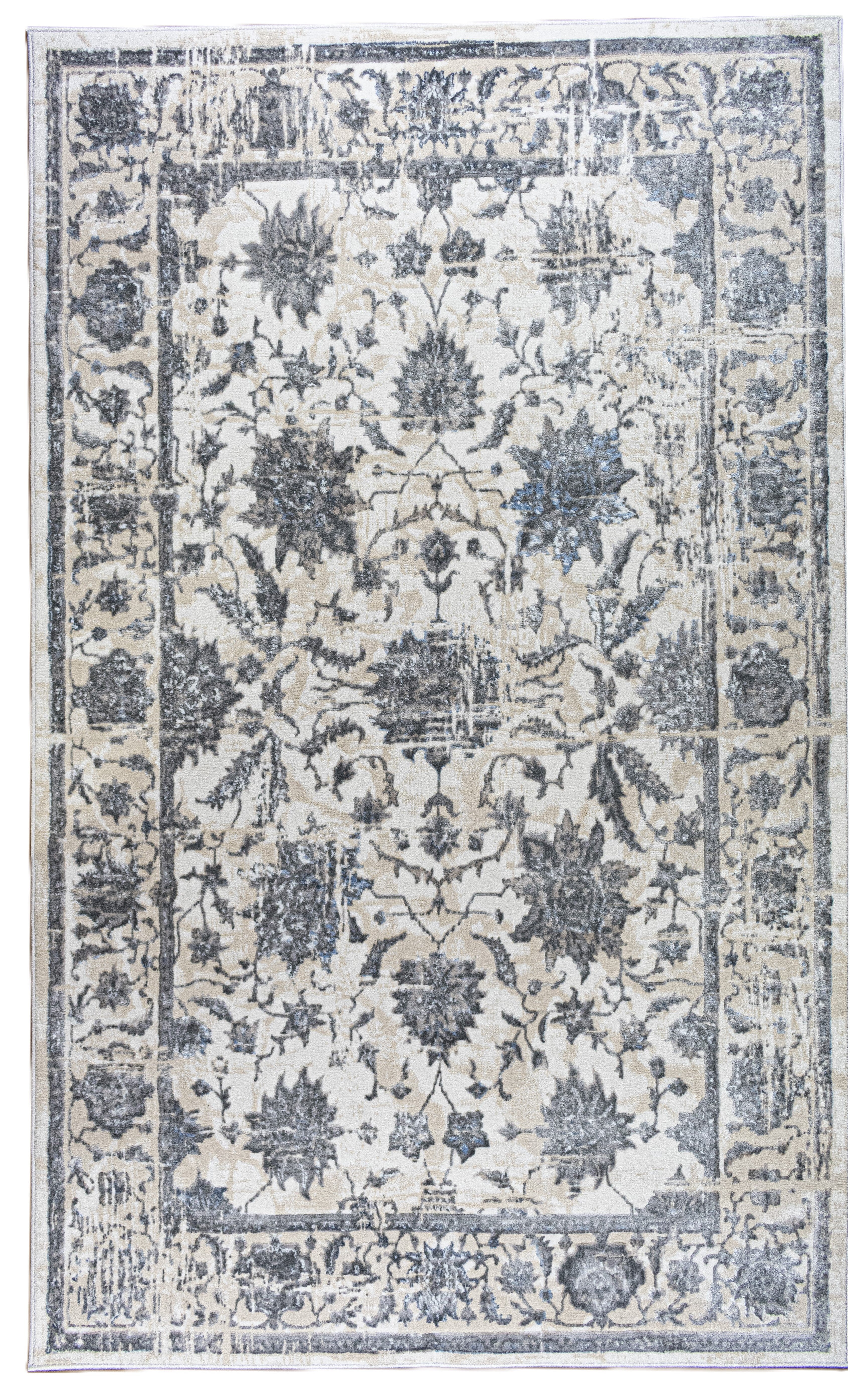 ROY's Home High&Low Area Rugs, Classic Pattern - Shiny Ivory,Grey,Beige Yarn