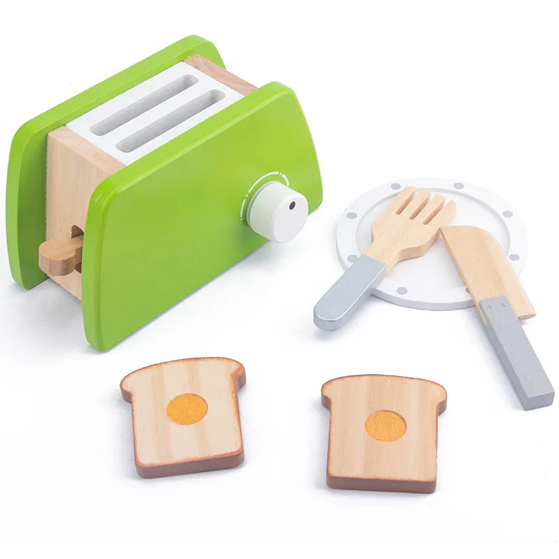 Kids Wooden Play Kitchen Utensils Set - Pretend Cooking Toys