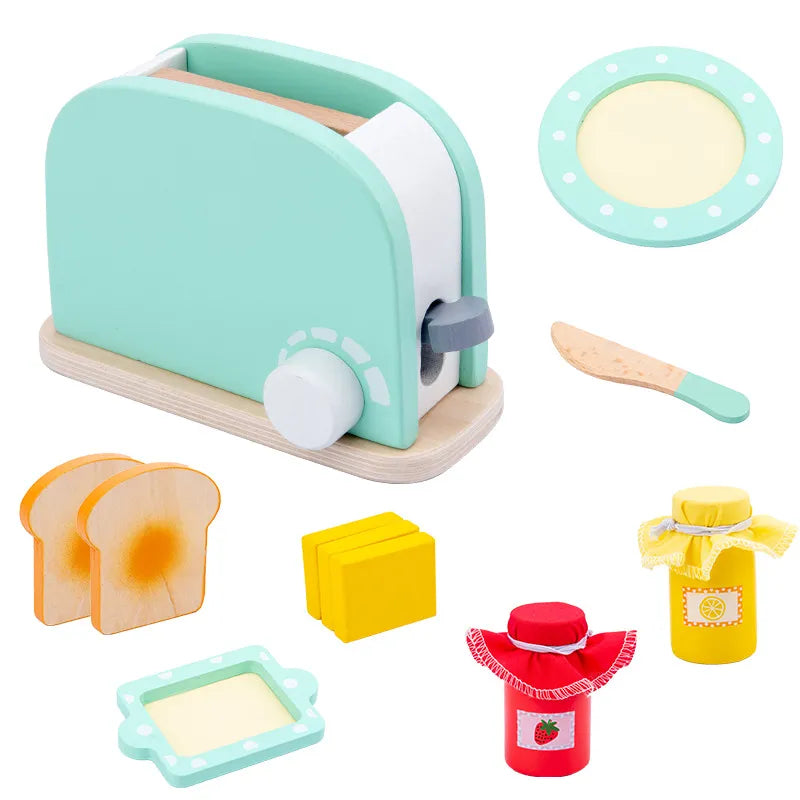 Kids Wooden Play Kitchen Utensils Set - Pretend Cooking Toys