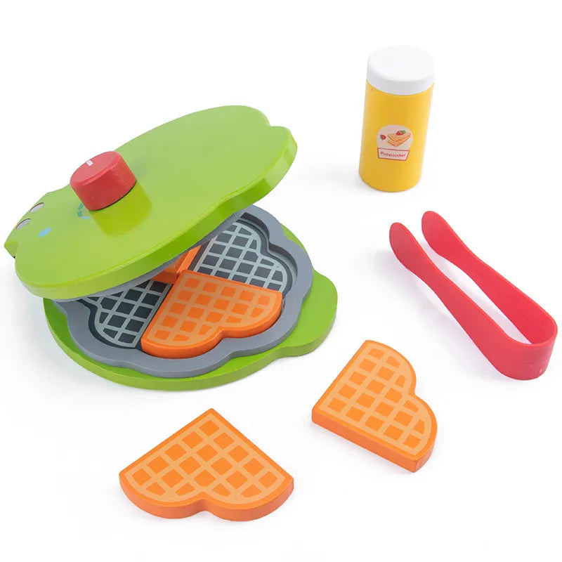 Kids Wooden Play Kitchen Utensils Set - Pretend Cooking Toys
