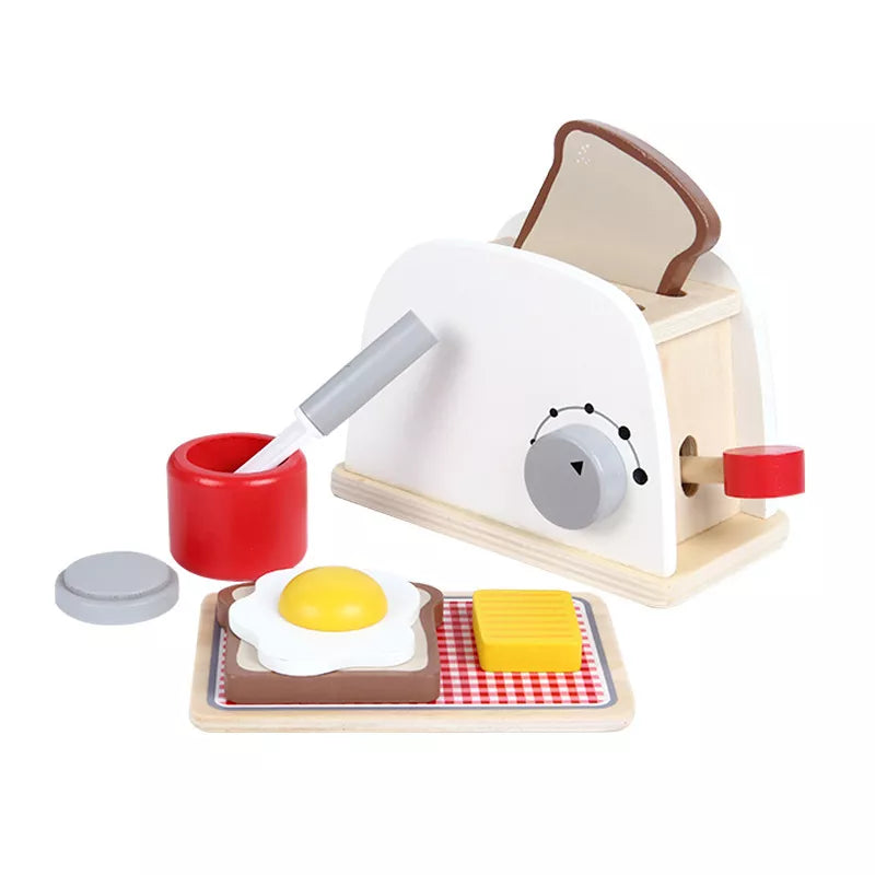 Kids Wooden Play Kitchen Utensils Set - Pretend Cooking Toys