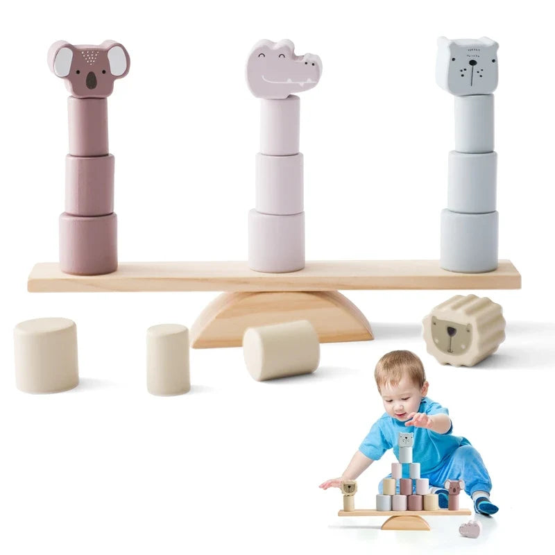 Montessori Wooden Balancing and Lacing Toys
