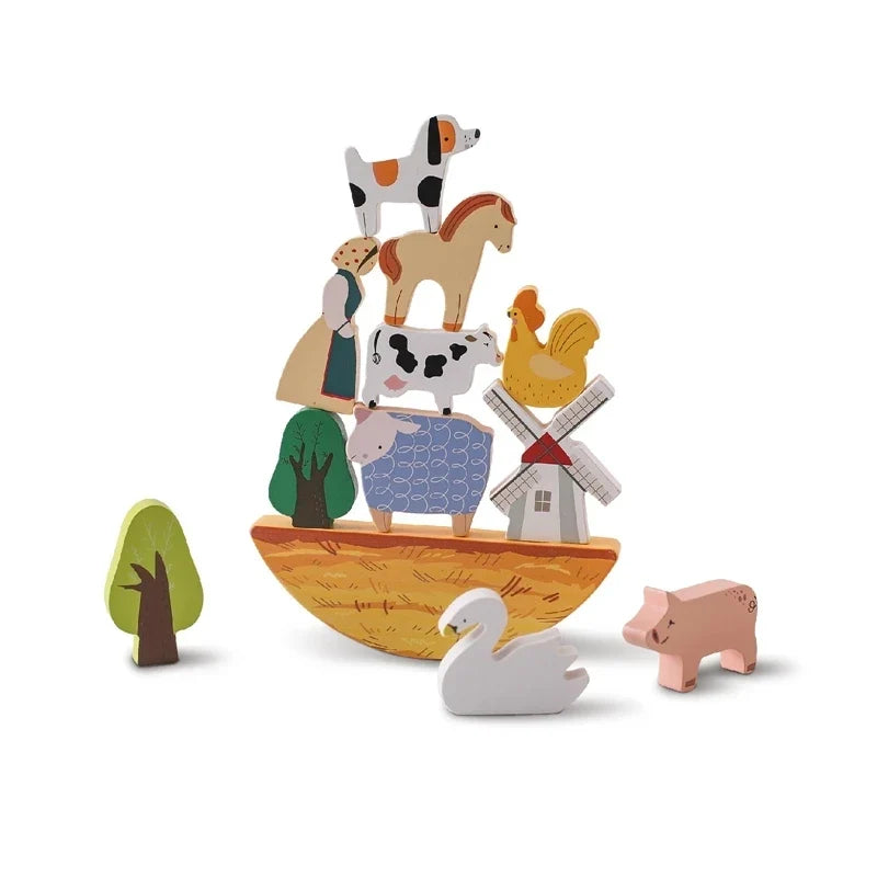 Montessori Wooden Balancing and Lacing Toys