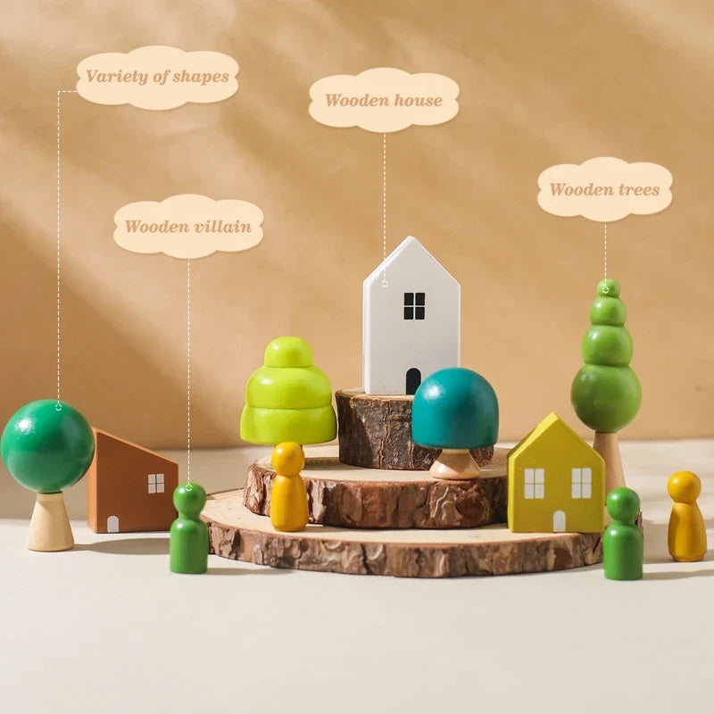 Montessori Wooden Balancing and Lacing Toys