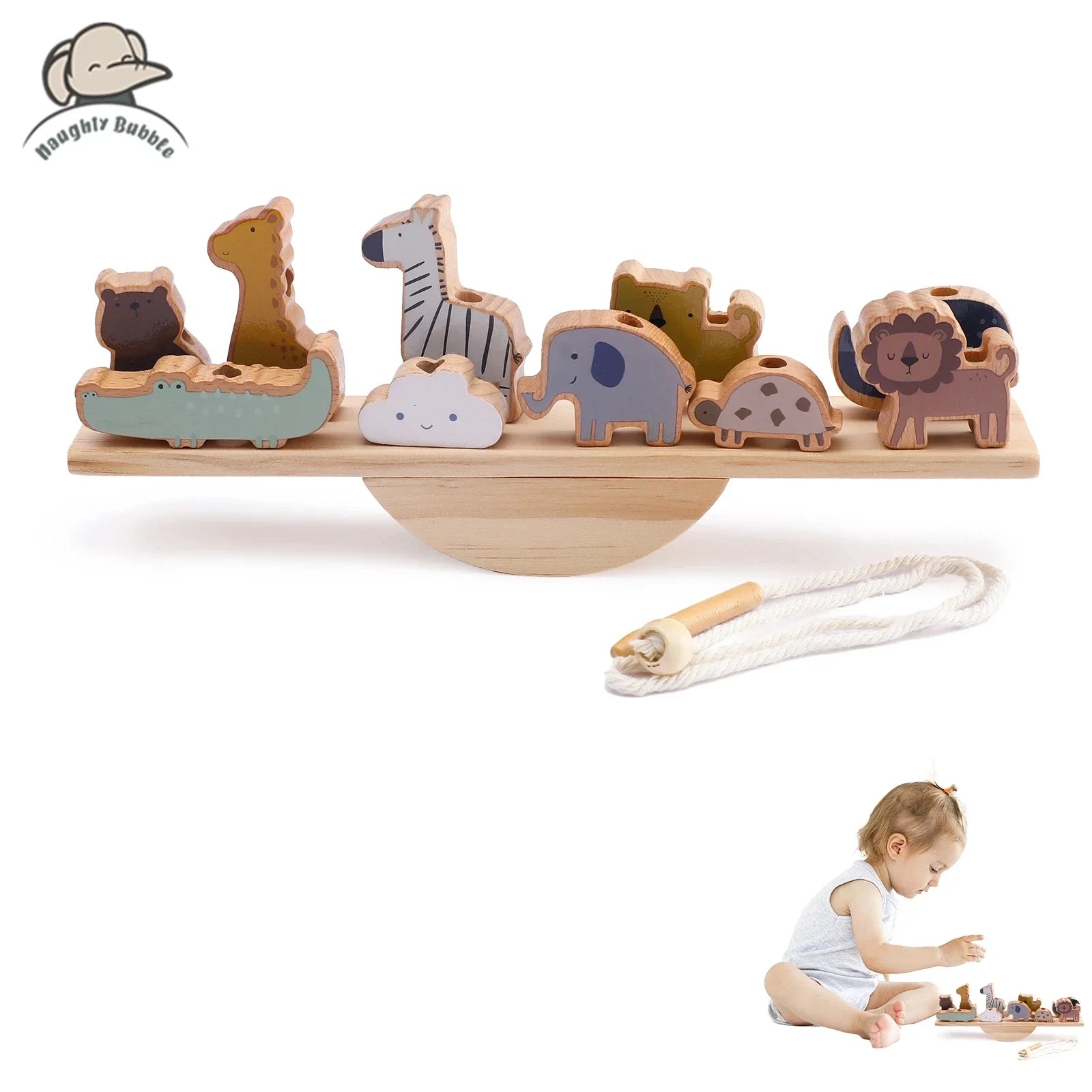 Montessori Wooden Balancing and Lacing Toys