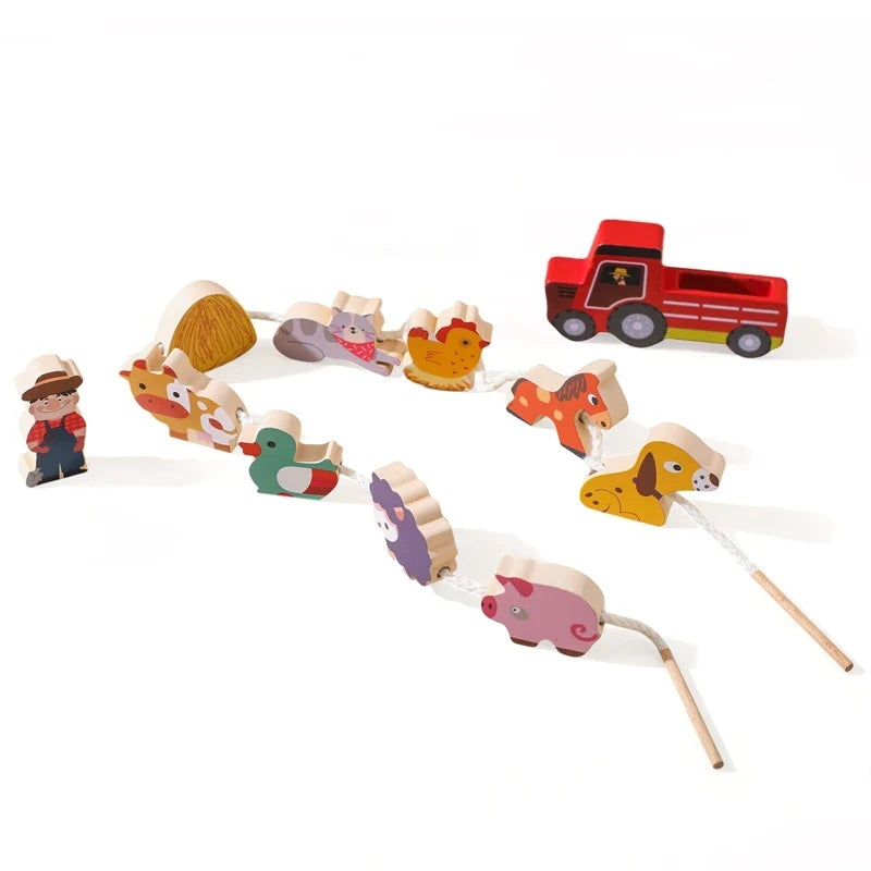 Montessori Wooden Balancing and Lacing Toys