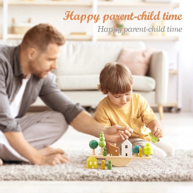 Montessori Wooden Balancing and Lacing Toys