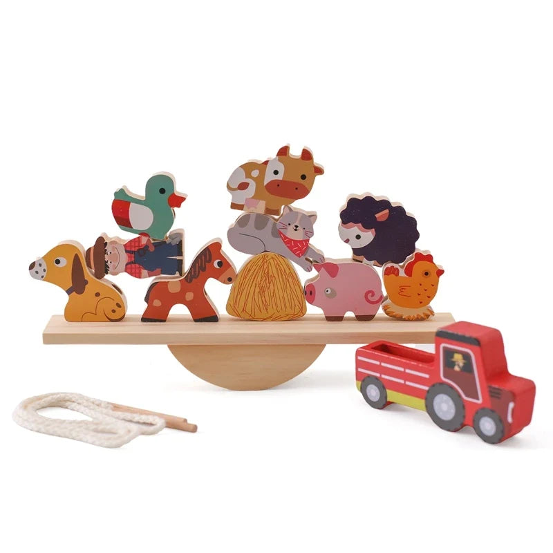 Montessori Wooden Balancing and Lacing Toys