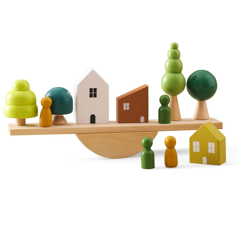 Montessori Wooden Balancing and Lacing Toys