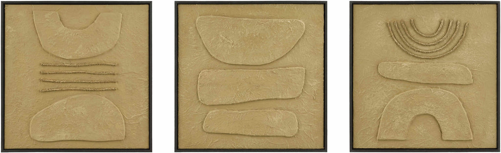 Zhalantun Taupe Framed Canvas Wall Decor | 20x20 Square Art