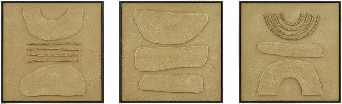 Zhalantun Taupe Framed Canvas Wall Decor | 20x20 Square Art
