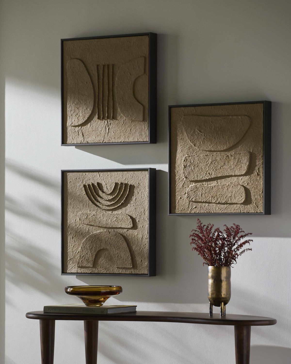 Zhalantun Taupe Framed Canvas Wall Decor | 20x20 Square Art