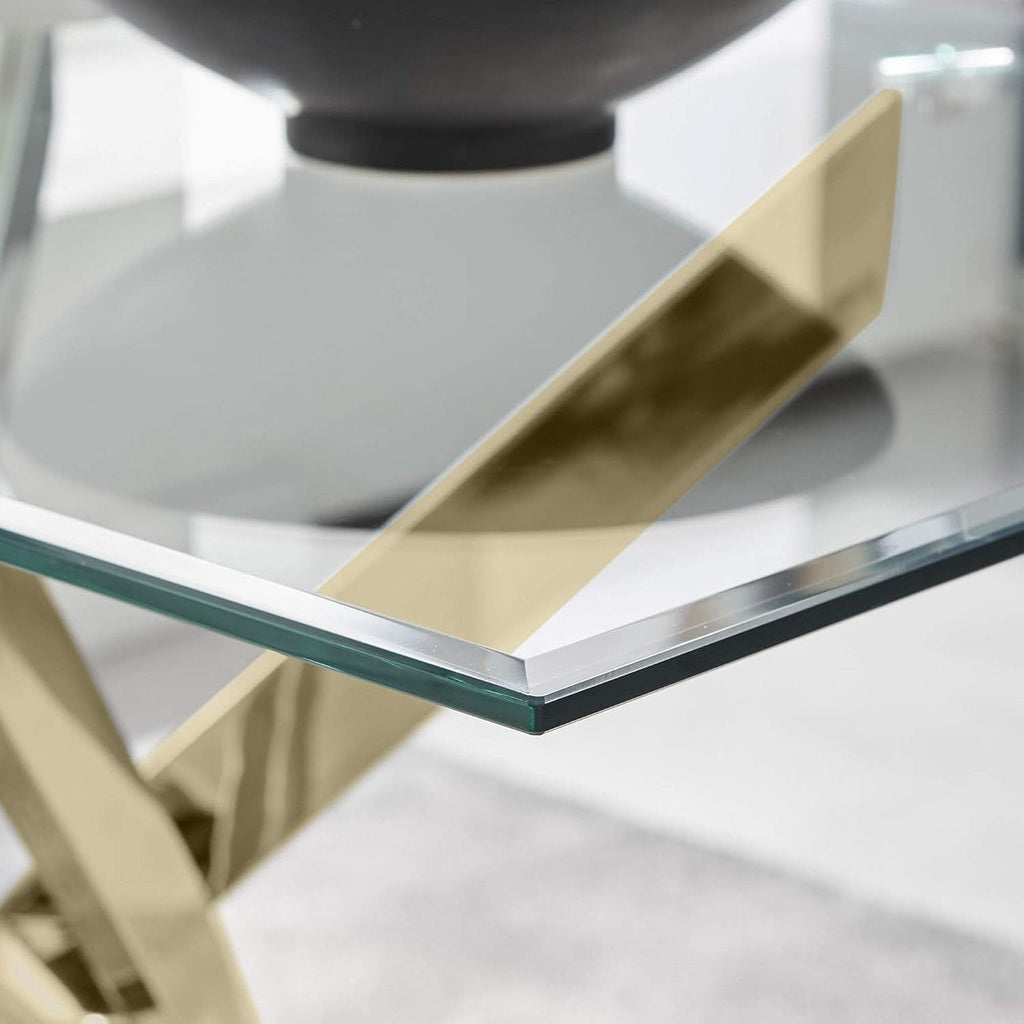 Leonardo Gold Glass Top Dining Table Modern Premium