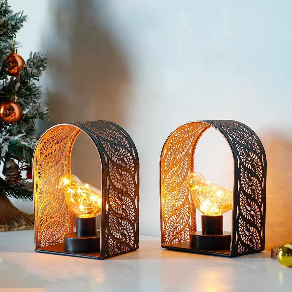 Set of 2-7"H Bird Bulb Wall Sconces Fairy Lights