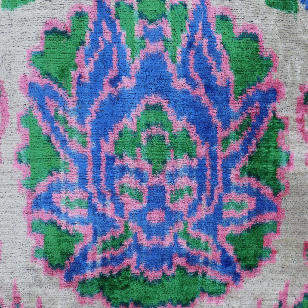 Canvello Floral Navy Pink Silk Velvet Throw Pillow - 18x18