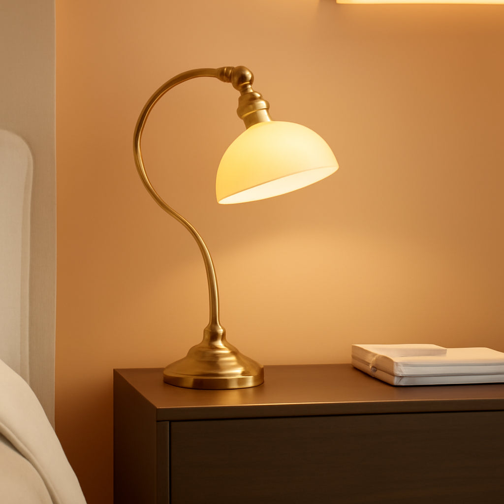 Cordless LED Table Lamp Antique Brass Rechargeable