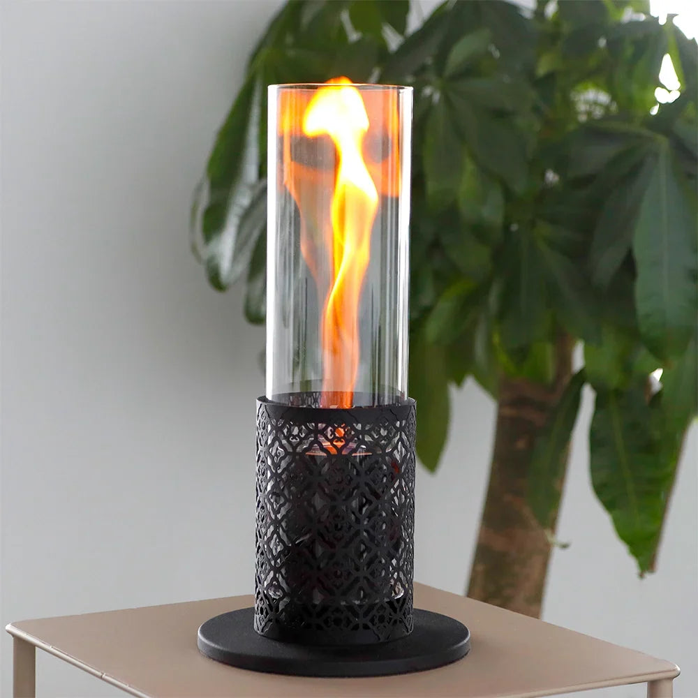 JHY DESIGN 15.3" Spiral Flame Tabletop Fireplace – Portable Bio Ethanol Ventless Fire Pit