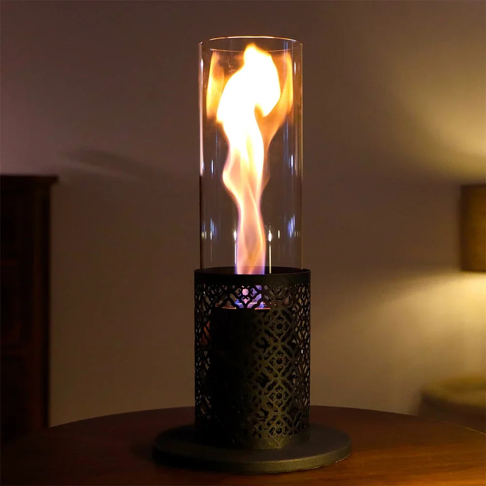 JHY DESIGN 15.3" Spiral Flame Tabletop Fireplace – Portable Bio Ethanol Ventless Fire Pit
